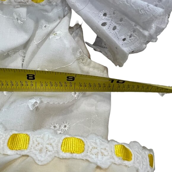 Pageant Casual Wear 5-6 White & Yellow Eyelet Lace Dress With Bloomers & Matchin - Picture 14 of 16